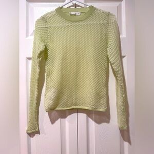 Mango MNG Green Semitransparent Long Sleeves Top. Size Small NWOT